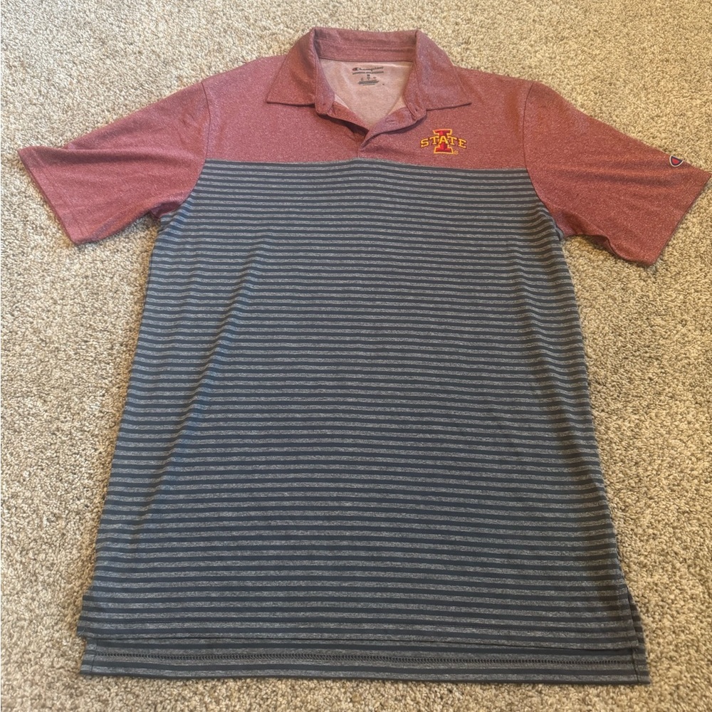 Champion Men's Striped Iowa State Cyclones Polo | Medium